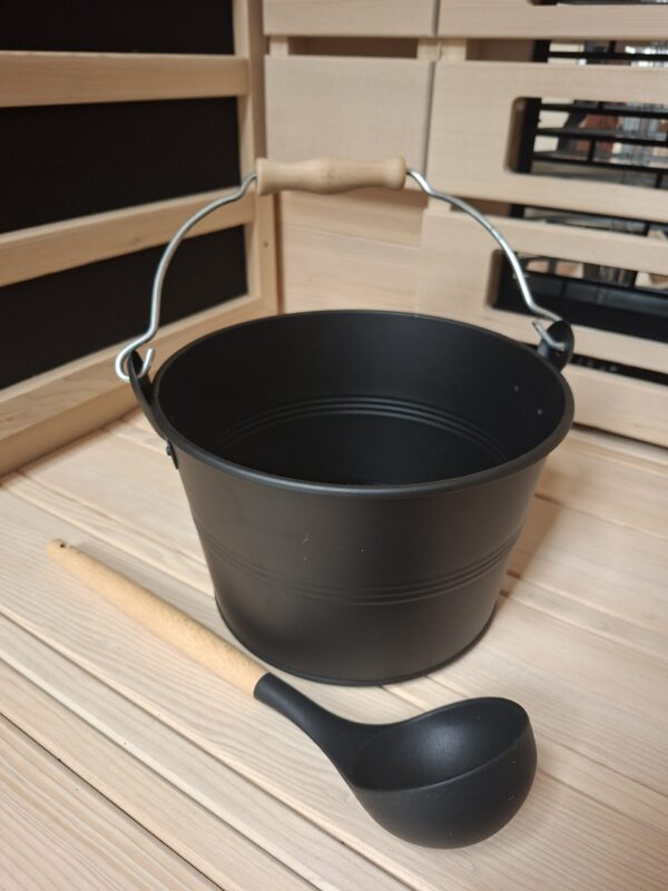 Sauna set emmer en lepel zwart