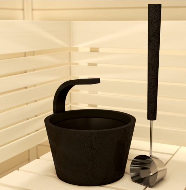 Dragonfire saunaset emmer en lepel zwart