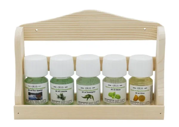 Eliga sauna opgietmiddel kadoset 5x 30 ml met houten wandbord